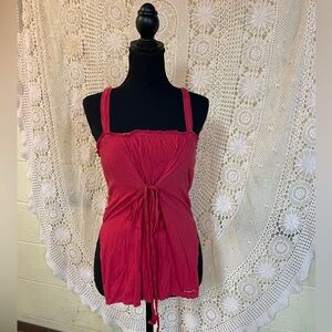 American Eagle Outfitters Red Babydoll Tie-Front Top